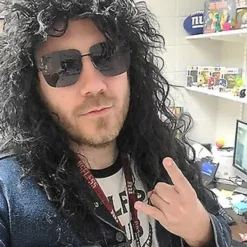 70- och 80-tals Herr Mull-Peruk Halloween Cosplay Lockig Peruk Värmebeständig Syntetisk Peruk Heavy Metal Rock Cosplay Peruk (Beige)><noscript><img width=