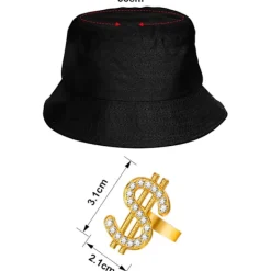 80- och 90-tals hiphop-kostymset, DJ-rappare-kostymtillbehör med><noscript><img width=