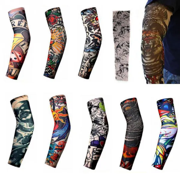 4 Pack Fake Temporary Tattoo Nylon Arm Ärm Sleeve Tatuering> Smink