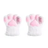 2 par dammiga söta kattpåtassarvantar vintervarma fluffiga plysch tecknade cosplay vantar - vita> Tillbehör