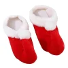1 Par Jultomtestofflor Festliga Röda Cartoon Skor Söta Bedårande Tomtestofflor> Dräkter
