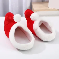 1 Par Jultomtestofflor Festliga Röda Cartoon Skor Söta Bedårande Tomtestofflor> Dräkter