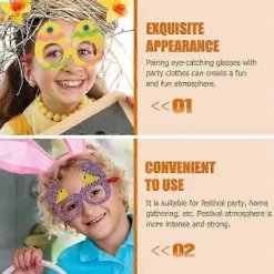 4 par Kanin Ägg Glasögon Påskfest Påsk Glasögon Fest Glasögon Rekvisita Fest Nyhet Glasögon[D]><noscript><img width=