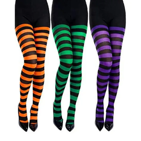 3 par randiga strumpbyxor Randiga långstrumpor Randiga för julkostymtillbehör> Tillbehör