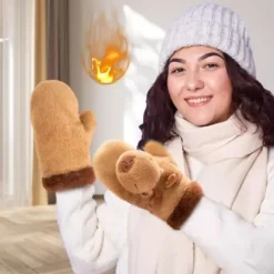 1 Par Söta Varma Kort Capybara Plyschhandskar><noscript><img width=