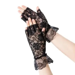 1 par svarta spets handskar Halloween Maskerad Svart One Size> Tillbehör