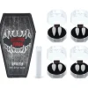 4 par vampyrtänder, 4 storlekar huggtänder för cosplay Halloween med tub fast lim, vampyr kista presentförpackning design> Tillbehör