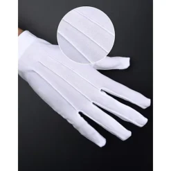 2 Pa Vit Bomulls-Nylonhandska med Knappstängning fö Polisoffice Smoking Hedesvakt Paad Kostym Paadhandska><noscript><img width=