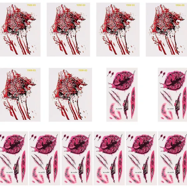 14 Pcs Halloween Horror Blood Sticker Wound Sewing Scar Sticker> Smink