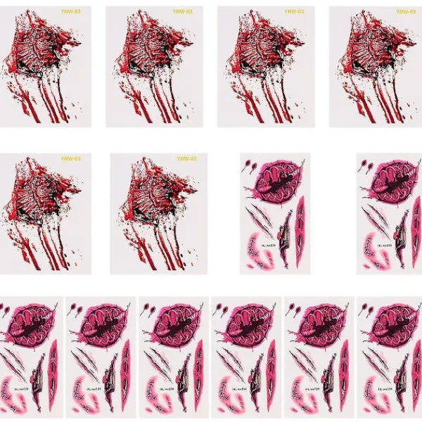 14 Pcs Halloween Horror Blood Sticker Wound Sewing Scar Sticker> Smink
