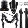 9 Pcs 1920s Accessories Set Headband Necklace Earrings Long Black Gloves Boa Great Gatsby Theme Party Accessories For Womenset C> Tillbehör
