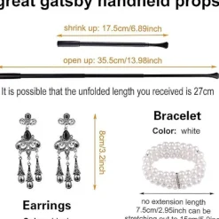 9 Pcs 1920s Accessories Set Headband Necklace Earrings Long Black Gloves Boa Great Gatsby Theme Party Accessories For Womenset C><noscript><img width=