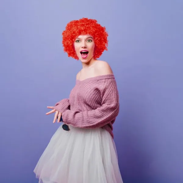 2023 Performance Wavy Curly Clown Wig Cosplay Hair for Dance Christmas Adult Birthday Party Decor Party Hats Kids Gift Supplies> Peruker