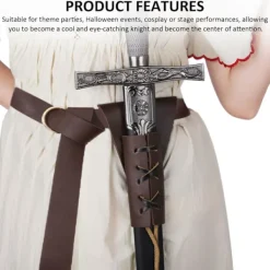 1 riddarbälte med 1 riddarsvärdskärp, svärdhållare, piratbälte, medeltida bälte, cosplay-bälte, tillbehör för läderbälten><noscript><img width=