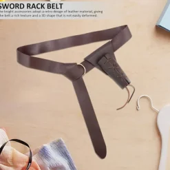 1 riddarbälte med 1 riddarsvärdskärp, svärdhållare, piratbälte, medeltida bälte, cosplay-bälte, tillbehör för läderbälten><noscript><img width=