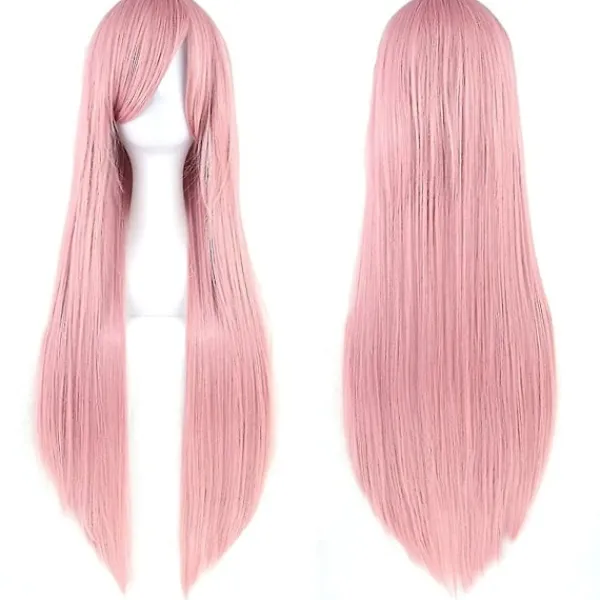32" Rökrosa Dam Lång Rak Full Peruker Kostym Syntetiskt Hår Hårdelar> Peruker