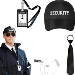 2025 Secret Agent Utklädningskläder inklusive Svarta Glasögon Hörsnäcka Och Halsband Säkerhetsvakt Cosplay Kostym för Barn Vuxen child> Dräkter