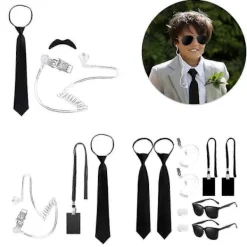 2025 Secret Agent Utklädningskläder inklusive Svarta Glasögon Hörsnäcka Och Halsband Säkerhetsvakt Cosplay Kostym för Barn Vuxen child><noscript><img width=