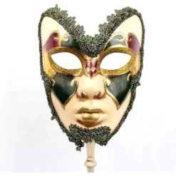 AcserGery 2025 Senaste Modell Venetiansk Maskeradmask på Pinne Mardi Gras Kostym Halvt Ansikte Halloween Jul Karneval Handhållen Pinne Fest> Masker