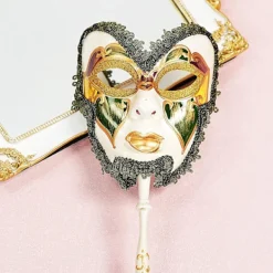 AcserGery 2025 Senaste Modell Venetiansk Maskeradmask på Pinne Mardi Gras Kostym Halvt Ansikte Halloween Jul Karneval Handhållen Pinne Fest><noscript><img width=