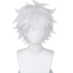 AcserGery 2025 Senaste Modell Cosplay Peruk Kort Silver Vit Fluffig manlig anime show Halloweenfest Hårperuker Vit 1 styck (1-pack)> Peruker