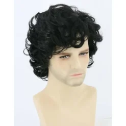 AcserGery 2025 Senaste Modell Herrperuker Svart Kort Lockig Lagerindelad Man Peruk Cosplay Halloween Karaktärskostym Peruk Svart> Peruker