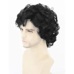 AcserGery 2025 Senaste Modell Herrperuker Svart Kort Lockig Lagerindelad Man Peruk Cosplay Halloween Karaktärskostym Peruk Svart><noscript><img width=