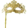 AcserGery 2025 Senaste Modell Maskeradmask med Pinne Venetiansk Guldmask Mardi Gras Dekorationer Halloween Kostym Mask för Kvinnor> Masker