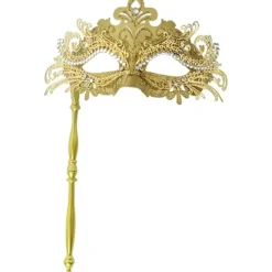 AcserGery 2025 Senaste Modell Maskeradmask med Pinne Venetiansk Guldmask Mardi Gras Dekorationer Halloween Kostym Mask för Kvinnor> Masker