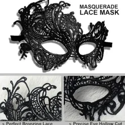 AcserGery 2025 Senaste Modell Maskeradmask för Par Spets Ögonmask Venetiansk Karneval Halloween Mask Fest Bal Mask Kostym Mardi Gras 2-pack Svart> Masker