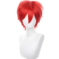 AcserGery 2025 Senaste Modell Röd Cosplay Peruk Kort Taggete Fluffigt Värmebeständigt Lager Syntetiskt Hår Män Kvinnor Halloween Party Peruk Röd> Peruker