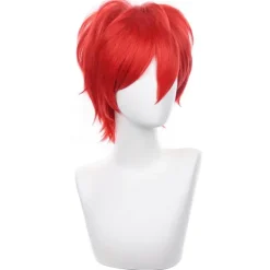 AcserGery 2025 Senaste Modell Röd Cosplay Peruk Kort Taggete Fluffigt Värmebeständigt Lager Syntetiskt Hår Män Kvinnor Halloween Party Peruk Röd><noscript><img width=