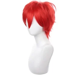 AcserGery 2025 Senaste Modell Röd Cosplay Peruk Kort Taggete Fluffigt Värmebeständigt Lager Syntetiskt Hår Män Kvinnor Halloween Party Peruk Röd><noscript><img width=