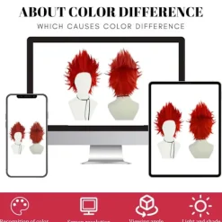 AcserGery 2025 Senaste Modell Rödaktiga Arga Peruker Män【+ Peruknät】 Kort Röd Taggete Peruk Kort Vågig Röd Galet Hår Röd Taggete Cosplay Hår för Kostym R><noscript><img width=