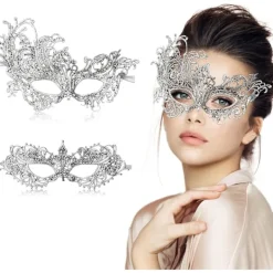 AcserGery 2025 Senaste Modell 2st Maskeradmask för Kvinnor Venetiansk Karneval Mardi Gras Spetsmasker För Kvinnor & Par Halloween Party Deco> Masker