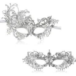 AcserGery 2025 Senaste Modell 2st Maskeradmask för Kvinnor Venetiansk Karneval Mardi Gras Spetsmasker För Kvinnor & Par Halloween Party Deco> Masker