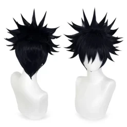 AcserGery 2025 Senaste Modell Svart Anime Cosplay Halloween Peruk: Män Kort Svart Cosplay Peruk + 2 Hårnät, Syntetiska Korta Taggar Peruker, Halloween & Ch> Peruker