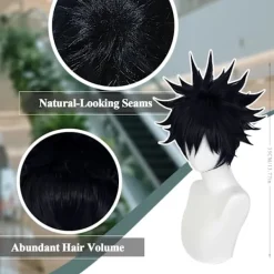 AcserGery 2025 Senaste Modell Svart Anime Cosplay Halloween Peruk: Män Kort Svart Cosplay Peruk + 2 Hårnät, Syntetiska Korta Taggar Peruker, Halloween & Ch><noscript><img width=