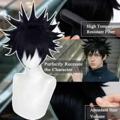 AcserGery 2025 Senaste Modell Svart Anime Cosplay Halloween Peruk: Män Kort Svart Cosplay Peruk + 2 Hårnät, Syntetiska Korta Taggar Peruker, Halloween & Ch><noscript><img width=