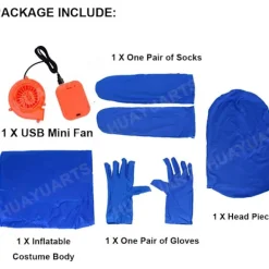 AcserGery 2025 Senaste Modell Uppblåsbar Maskeradkostym Helkroppsdräkt Luftblås Kostymer Jumpsuit Dräkt Blå><noscript><img width=