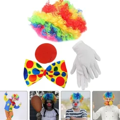 1 Set Clown Kostym Tillbehör Clown Kostym Prop Clown Handskar Clown Näsa Clown Peruk Clown Slips><noscript><img width=