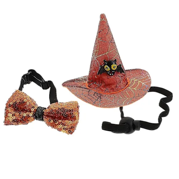 1 set festlig slips för husdjur, fluga, hatt, halloween, hundhalsband, halloween-tillbehör för husdjur> Huvudbonader