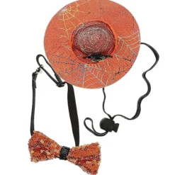 1 set festlig slips för husdjur, fluga, hatt, halloween, hundhalsband, halloween-tillbehör för husdjur><noscript><img width=