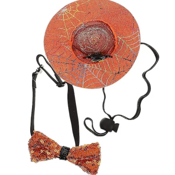 1 set festlig slips för husdjur, fluga, hatt, halloween, hundhalsband, halloween-tillbehör för husdjur> Huvudbonader