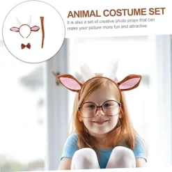 2 set med gethorn pannband djurpark kläder accessoarer djur pannband djurdräkt gethorn och öron hundöron pannband plysch gethuvudbonad djuröron><noscript><img width=