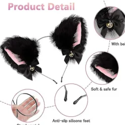 4 set med kattflicka kattöron enkla håraccessoarer krage set><noscript><img width=