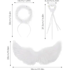1 Set Änglavingar Kostym - Halloween Och Cosplay Fjädervingar Halo För Vuxna Och Barnfesttillbehör Dekorera Bröllopsdekoration> Tillbehör