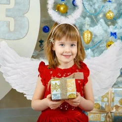 1 Set Änglavingar Kostym - Halloween Och Cosplay Fjädervingar Halo För Vuxna Och Barnfesttillbehör Dekorera Bröllopsdekoration><noscript><img width=