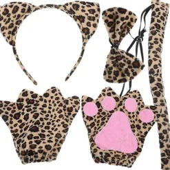 1 Set Rollspels Leopard Öron Hårband Cosplay Djur Kostym för Vuxna> Tillbehör