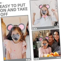 1 Set Råttkostym Huvudbonad Djuröron Hårband Öron Hårband Musöron Hårring Fest Dekorativt Hårband Mus Cosplay Hårband Kvinnor Huvudbonad><noscript><img width=